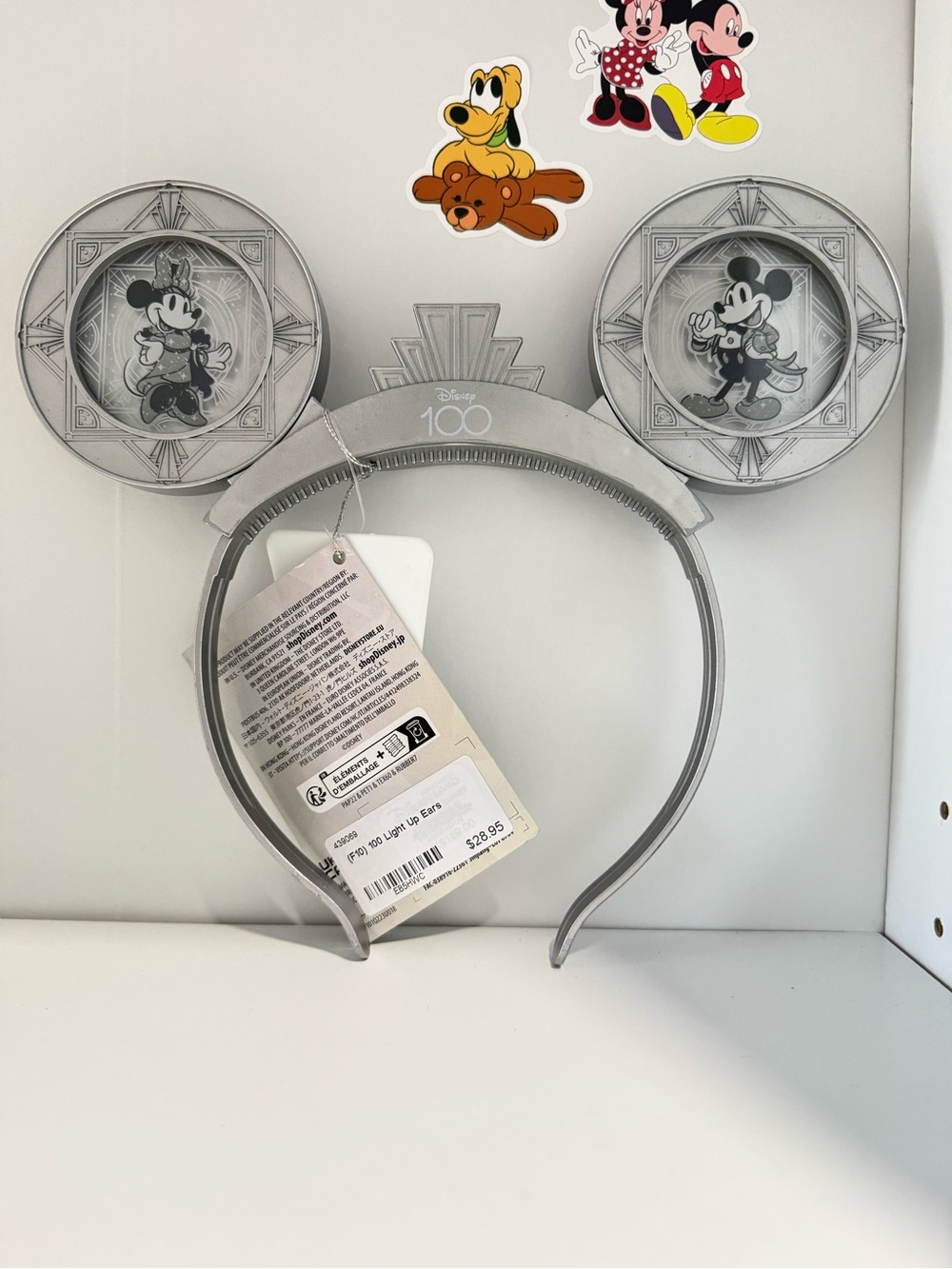 Disney Silver Mickey 100th Anniversary Light-Up Ears Headband